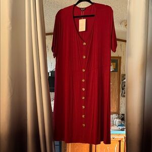 Red Button-Down Dress